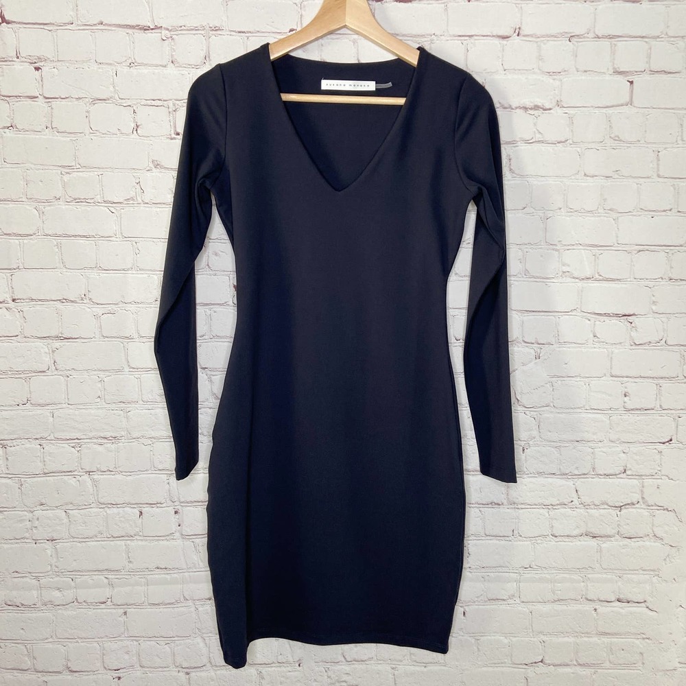 Susana Monaco Navy Blue Long Sleeve Bodycon Dress